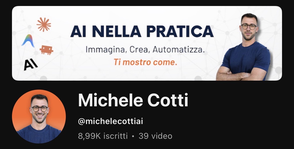 Il canale YouTube di Michele Cotti: iscritti e visualizzazioni